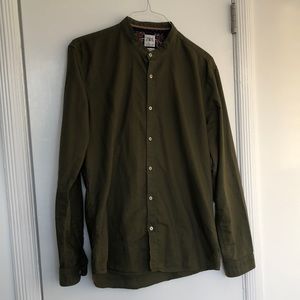Zara Men’s Mandarin Band Collar Long Sleeve Shirt